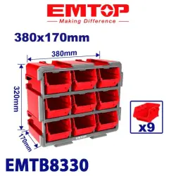 Emtop EMTB8330 | Plastik Saklaýyş Guty 9 Bölmeli 380x170x320mm