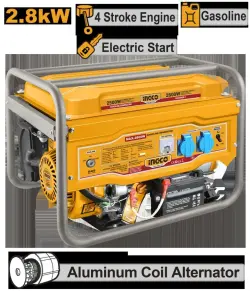 Бензиновый генератор Ingco 2.8кВт GE30005-1 для бизнеса и производства