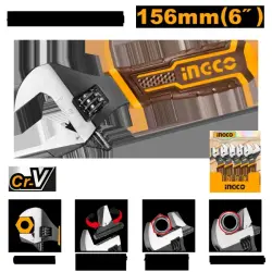 Ingco 2-in-1 Short Adjustable Wrench HADWS088 for Business Use