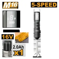 Ingco CHB048K 16V simsiz el blenderi 100W, 1 akkumulýator, iş üçin taýýar
