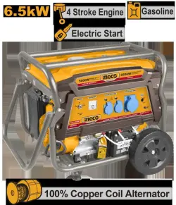 Ingco GE65006 6,5 kW benzinli generator işewürlik üçin ygtybarly