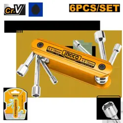 Ingco 6-in-1 Foldable Socket Wrench Set 5-12 mm HFND0601