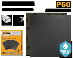 Ingco suw geçirmeýän zımpara kagyzy 230x280mm P60 (50 sany) ýokary öndürijilik