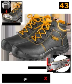 Ingco Protective Boots Size 43 SSH04S1P.43 S1P Certified, Anti-slip, Durable