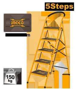 Ingco 5-Tier Steel Ladder, 151cm, HLAD09051
