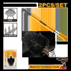Ingco Bristle Brush with Holder 2 pcs, Abrasive, Model WCBH0301