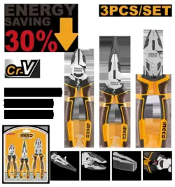 Ingco 3-Piece Long Lever Joint Pliers Set, Cr-V, HKHLPS2832