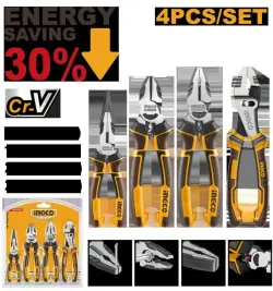 Ingco 4-Piece Professional Pliers Set HKPS28468 for Business Use