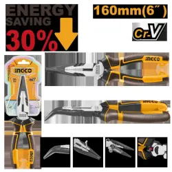 Ingco Curved Pliers with 30% Extended Leverage, Cr-V, 160mm, HHBNP28160