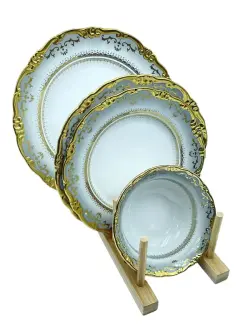 MS MS-06 | Dining Set 24 pcs White-Gold for 6 Persons