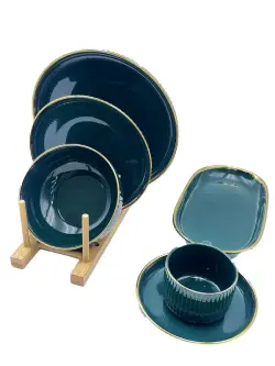 MLD MLD513-29 | Nahar toplumy 32 sany ýaşyl-altyn 6 adamlyk