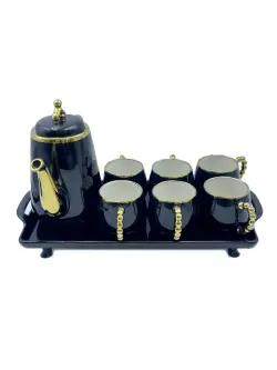 EQ EQ991-&190 | Tea Set with Glass Tray 6 Cups