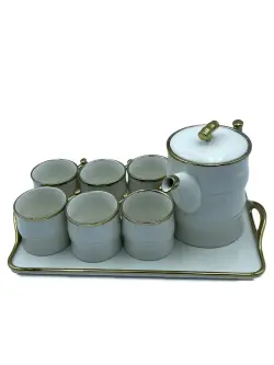 JE7448-L1 | Tea Set 6 Cups with Glass Tray