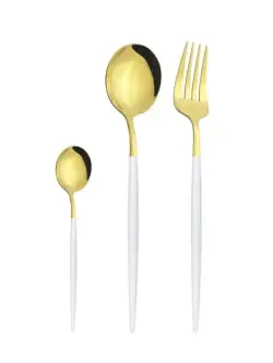 PRODUKT ZW-001 | Cutlery Set 36 pcs White Handle Gold Accent