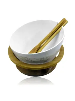 JC JC7484-H28 | Салатница с бамбуковой подставкой и 2 ложками