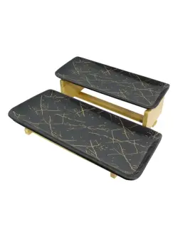 JDC JDC7415-H28 | 2-Tier Slicing Plate Set with Bamboo Stand