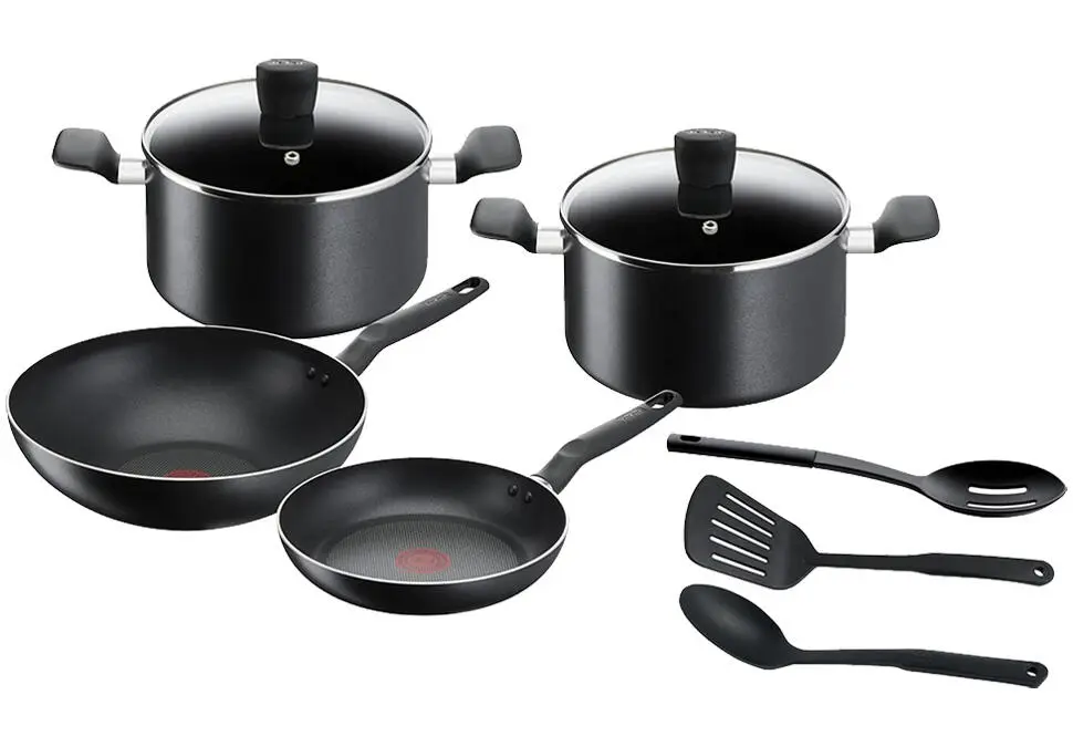 Tefal COOKTEFSUPER9SET | Набор посуды антипригарная сталь 9 предметов